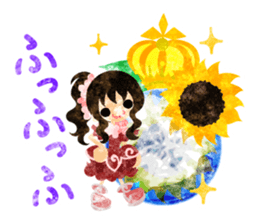 Sticker of sunflower girls sticker #11740327