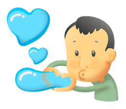 Cute Boy with Green T-Shirt sticker #11749809