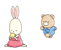 Cute bear and rabbit 8 by Torataro sticker #11754415