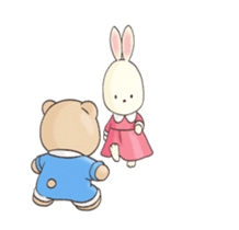 Cute bear and rabbit 8 by Torataro sticker #11754416
