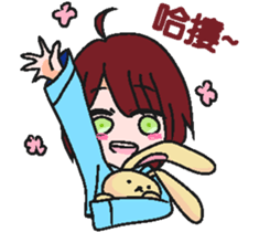 girl with rabbit sticker #11757112