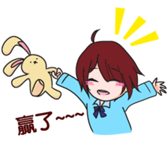 girl with rabbit sticker #11757116