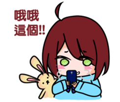 girl with rabbit sticker #11757117