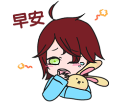 girl with rabbit sticker #11757119