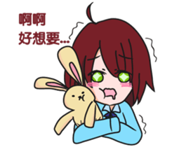 girl with rabbit sticker #11757122