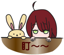 girl with rabbit sticker #11757124