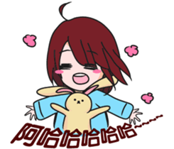 girl with rabbit sticker #11757126