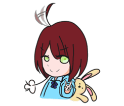 girl with rabbit sticker #11757130