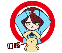 girl with rabbit sticker #11757133