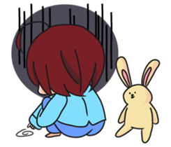 girl with rabbit sticker #11757142