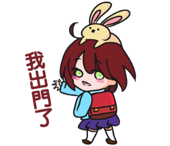 girl with rabbit sticker #11757149