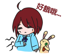 girl with rabbit sticker #11757151