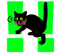 black cat with big letter sticker #11759348