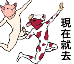 Cow and pig sticker #11767684