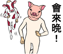 Cow and pig sticker #11767695