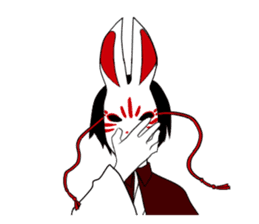 Rabbit mask boy sticker #11770924