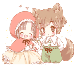 The Little Red Riding Hood and wolf sticker #11776217