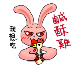 Pink Grumpy Rabbit-Food Lover sticker #11783714