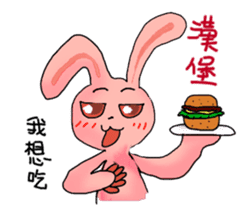 Pink Grumpy Rabbit-Food Lover sticker #11783719