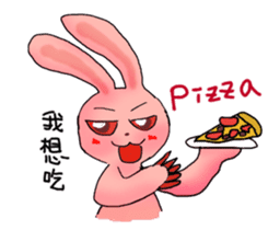 Pink Grumpy Rabbit-Food Lover sticker #11783720