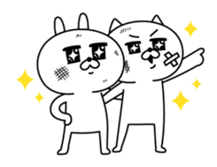 Rabbit VS cat, expression is too rich sticker #11804058