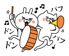Rabbit VS cat, expression is too rich sticker #11804060