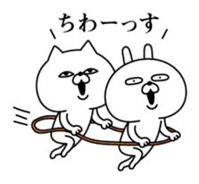 Rabbit VS cat, expression is too rich sticker #11804064