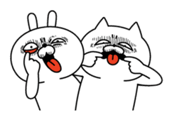 Rabbit VS cat, expression is too rich sticker #11804072