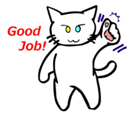 The odd-eyed white cat Alice English sticker #11804735