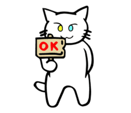 The odd-eyed white cat Alice English sticker #11804742
