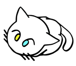 The odd-eyed white cat Alice English sticker #11804757