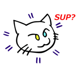 The odd-eyed white cat Alice English sticker #11804761