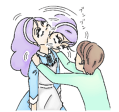 She looks tired out. sticker #11808377