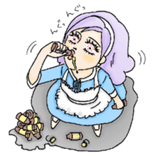 She looks tired out. sticker #11808378