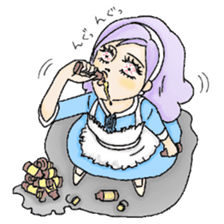 She looks tired out. sticker #11808378