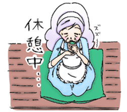 She looks tired out. sticker #11808381