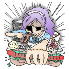 She looks tired out. sticker #11808384