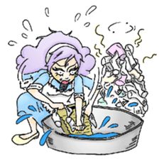 She looks tired out. sticker #11808387