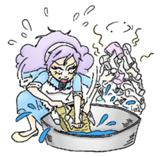 She looks tired out. sticker #11808387