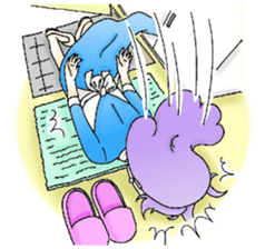 She looks tired out. sticker #11808402