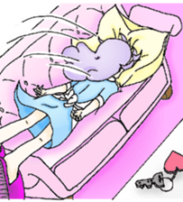 She looks tired out. sticker #11808403