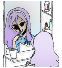 She looks tired out. sticker #11808406