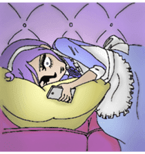 She looks tired out. sticker #11808411