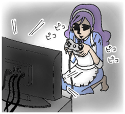 She looks tired out. sticker #11808413