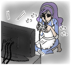 She looks tired out. sticker #11808413