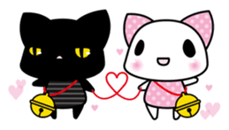 A white cat and black cat 4 sticker #11815765