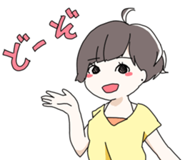 Short hair of women of stamp sticker #11824286