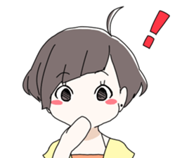 Short hair of women of stamp sticker #11824288