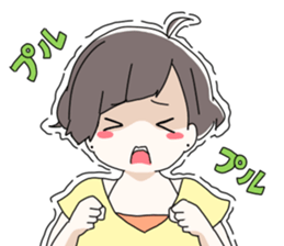 Short hair of women of stamp sticker #11824289