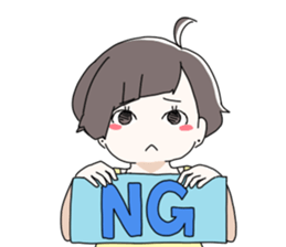 Short hair of women of stamp sticker #11824291